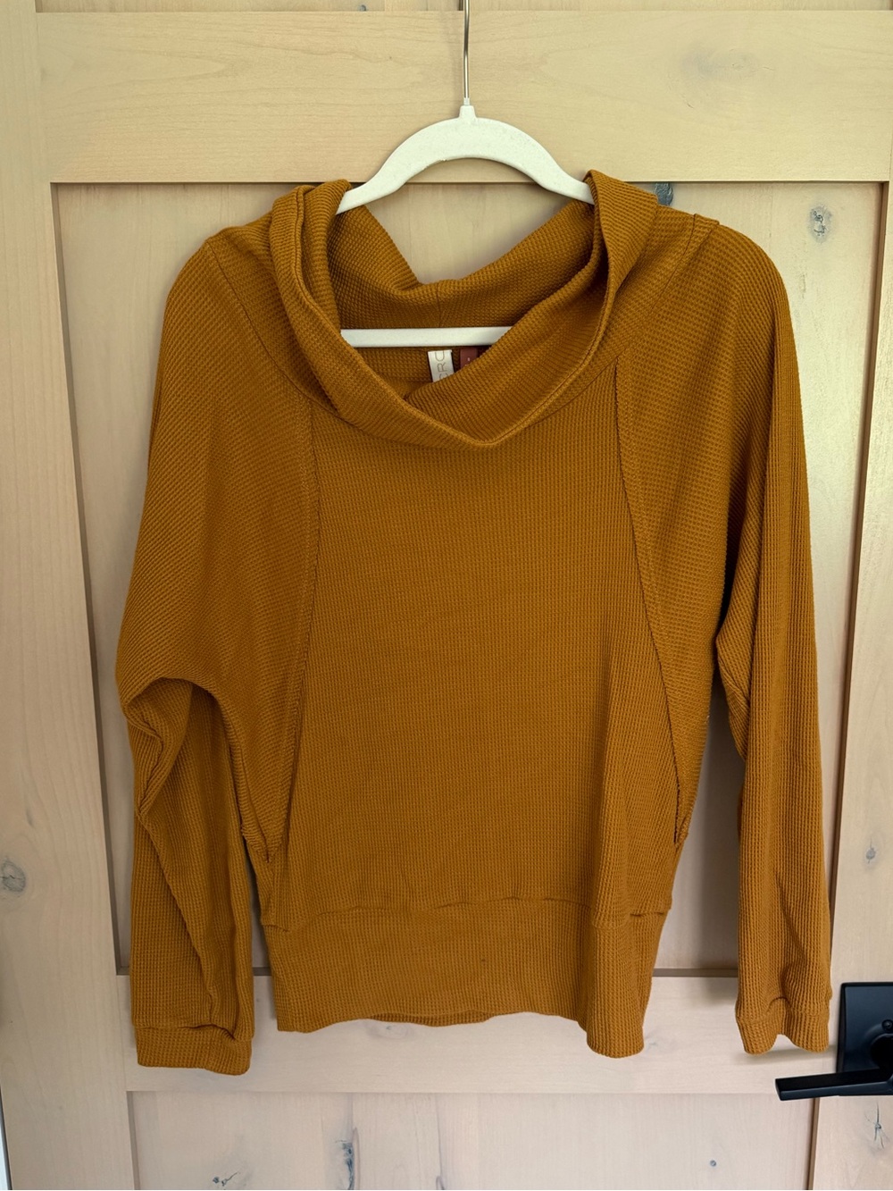 Pilcro Anthropologie Angie Cowl Mock Neck Waffle Knit Top